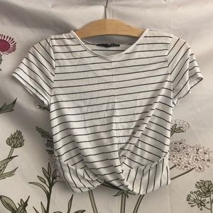Black and white twisted crop top